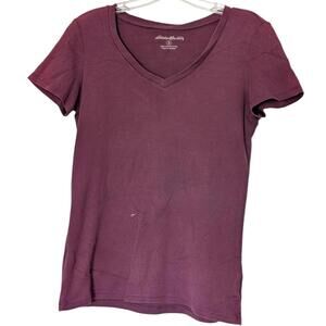 Eddie Bauer Shirt Womens Small Purple V Neck‎ Short Sleeve Casual T-Shirt Tee